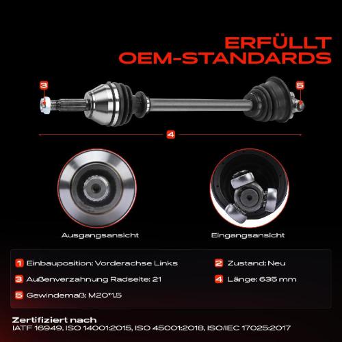 Frankberg 1x Antriebswelle Vorderachse Links für Renault 19 I II B/C53 853 D53 L53 Bild Frankberg 1x Antriebswelle Vorderachse Links für Renault 19 I II B/C53 853 D53 L53