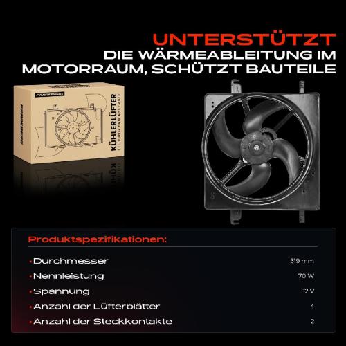 Frankberg 1x Motorkühller Einfachlüfter mit Kühlerlüfterrahmen Ford KA Van Street KA 1.3L 1.6L 1996-2008 Bild Frankberg 1x Motorkühller Einfachlüfter mit Kühlerlüfterrahmen Ford KA Van Street KA 1.3L 1.6L 1996-2008