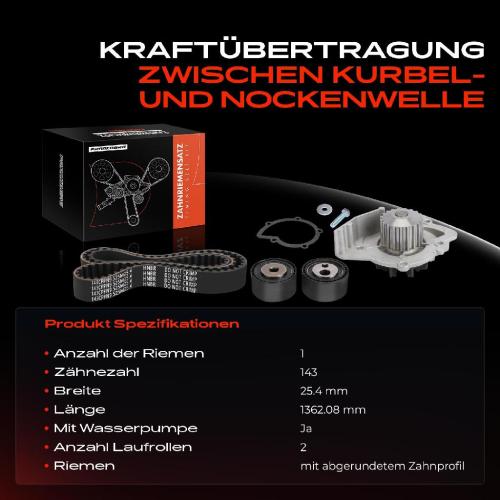 1x Zahnriemensatz Zahnriemen Wasserpumpe für Citroën C8 Jumper Peugeot 607 Boxer Bild 1x Zahnriemensatz Zahnriemen Wasserpumpe für Citroën C8 Jumper Peugeot 607 Boxer