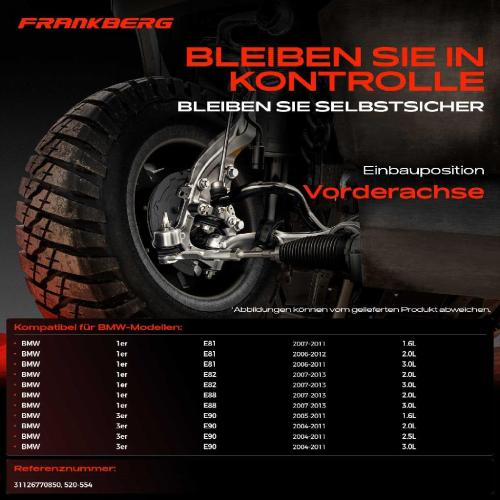 Frankberg 1x Querlenker Vorderachse für BMW 1er E81 1er Cabriolet E88 1er Coupe E82 3er E90 3er Cabriolet E93 Bild Frankberg 1x Querlenker Vorderachse für BMW 1er E81 1er Cabriolet E88 1er Coupe E82 3er E90 3er Cabriolet E93