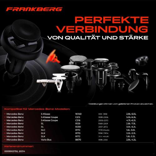 Frankberg 20x Befestigungsclips Kotflügel für Mercedes-Benz W220 W140 C216 B667 B668 B670 Bild Frankberg 20x Befestigungsclips Kotflügel für Mercedes-Benz W220 W140 C216 B667 B668 B670