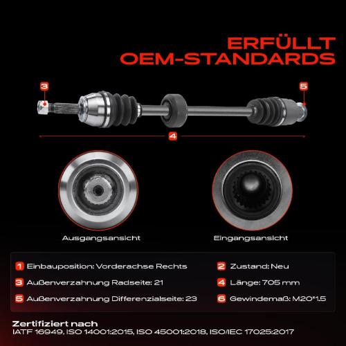 1x Antriebswelle Vorderachse Rechts für Renault Clio I 5/357 B/C57 Bild 1x Antriebswelle Vorderachse Rechts für Renault Clio I 5/357 B/C57
