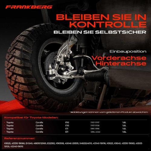 Frankberg 1x Querlenker Satz Vorderachse für Toyota Corolla E10 E11 1.6L 1992-2000 Bild Frankberg 1x Querlenker Satz Vorderachse für Toyota Corolla E10 E11 1.6L 1992-2000