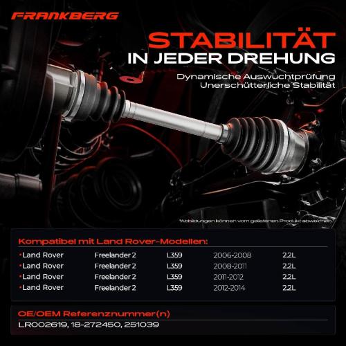1x Antriebswelle Vorderachse Rechts für Land Rover Freelander 2 L359 2.2L 2006-2014 Bild 1x Antriebswelle Vorderachse Rechts für Land Rover Freelander 2 L359 2.2L 2006-2014
