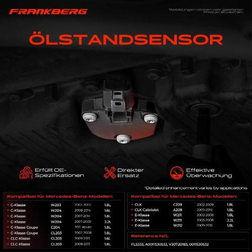 Frankberg 1x Ölstandsensor für Mercedes-Benz C-Klasse W203 W204 C204 W211 S211 Bild Frankberg 1x Ölstandsensor für Mercedes-Benz C-Klasse W203 W204 C204 W211 S211