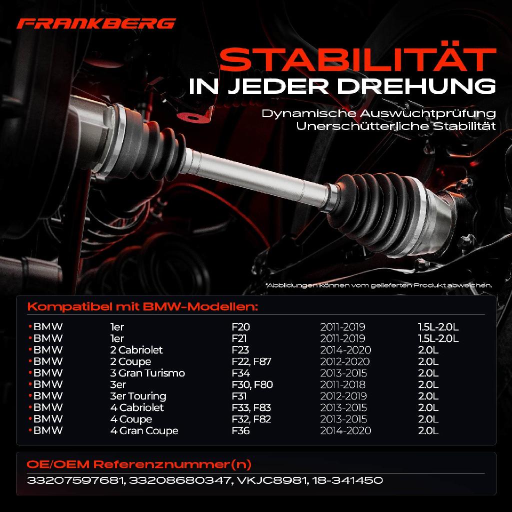 1x Antriebswelle Hinterachse Links für BMW 1er F20 F21 2 Cabriolet 2 Coupe