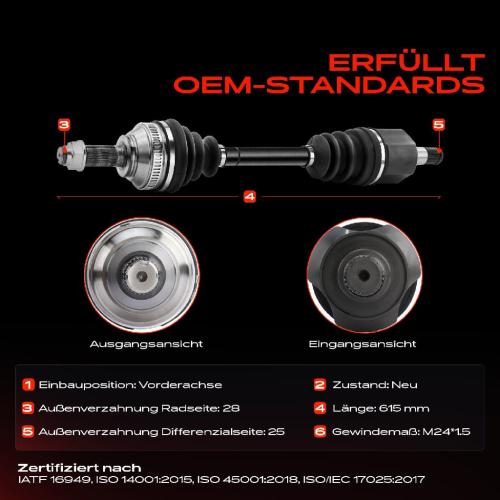 1x Antriebswelle Vorderachse für Land Rover Freelander Soft Top 1.8L Bild 1x Antriebswelle Vorderachse für Land Rover Freelander Soft Top 1.8L