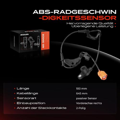 1x ABS Sensor Vorderachse rechts für Honda Civic VII Coupe Hatchback Stufenheck 1.7L 1.4L 1.6L 2.0L 2000-2005 Bild 1x ABS Sensor Vorderachse rechts für Honda Civic VII Coupe Hatchback Stufenheck 1.7L 1.4L 1.6L 2.0L 2000-2005
