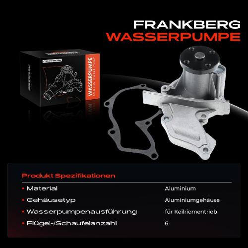 Frankberg 1x Wasserpumpe Kühlwasserpumpe für Ford Fiesta IV V Focus I II C-Max Fusion Mazda 2 Volvo 1.4L 1.6L Bild Frankberg 1x Wasserpumpe Kühlwasserpumpe für Ford Fiesta IV V Focus I II C-Max Fusion Mazda 2 Volvo 1.4L 1.6L