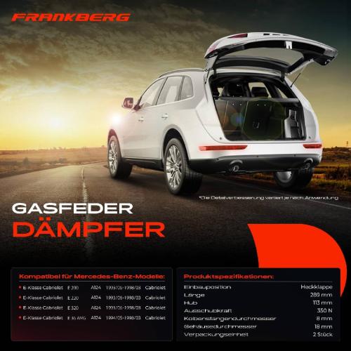 2x Gasfeder Dämpfer Heckklappe für Mercedes-Benz E-Klasse A124 Cabriolet 1993-1998 Bild 2x Gasfeder Dämpfer Heckklappe für Mercedes-Benz E-Klasse A124 Cabriolet 1993-1998