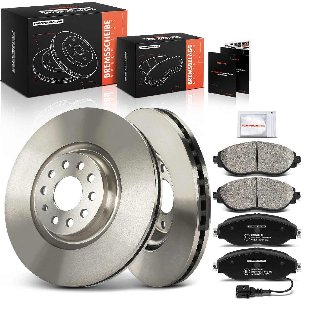 Frankberg 2x Bremsscheiben 4x Bremsbeläge Vorderachse für Audi A3 Seat Leon SC ST Skoda Octavia III Combi Superb Kombi