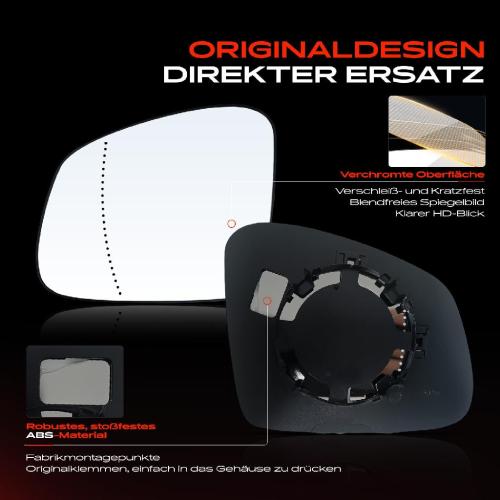 1x Spiegelglas Außenspiegel links für Renault Twingo Smart Fortwo Coupe Bild 1x Spiegelglas Außenspiegel links für Renault Twingo Smart Fortwo Coupe