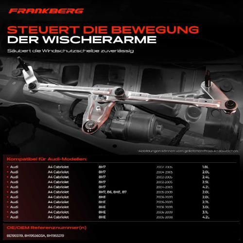 1x Wischergestänge Vorne für Audi A4 Cabriolet B6 B7 Bild 1x Wischergestänge Vorne für Audi A4 Cabriolet B6 B7