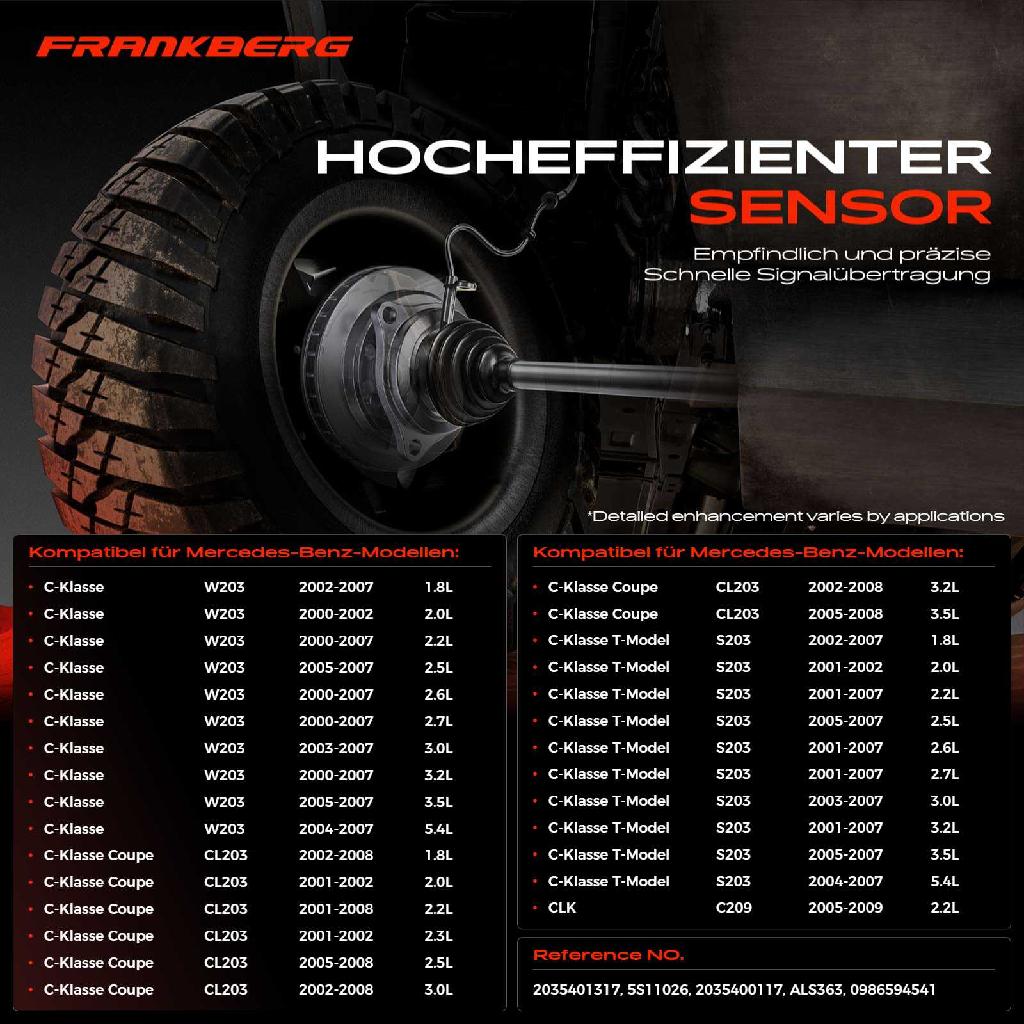 1x ABS Sensor Hinterachse links für Mercedes-Benz W203 CL203 S203 C209 2.0L 1.8L 2.2L 2.5L 2.6L 2000-2009