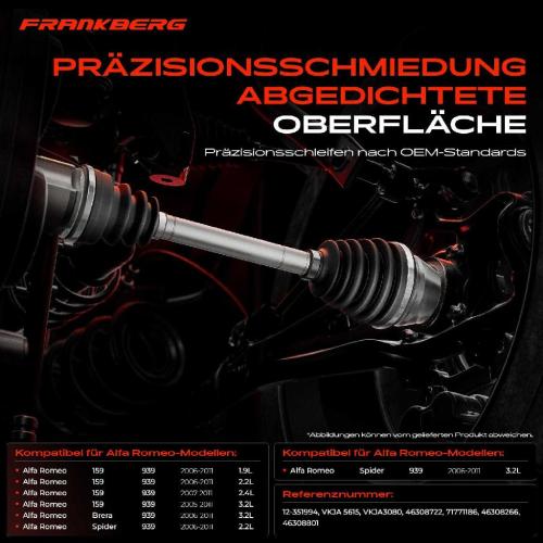 1x Antriebswelle Gelenksatz Vorderachse für Alfa Romeo 159 Sportwagon Brera Spider Bild 1x Antriebswelle Gelenksatz Vorderachse für Alfa Romeo 159 Sportwagon Brera Spider