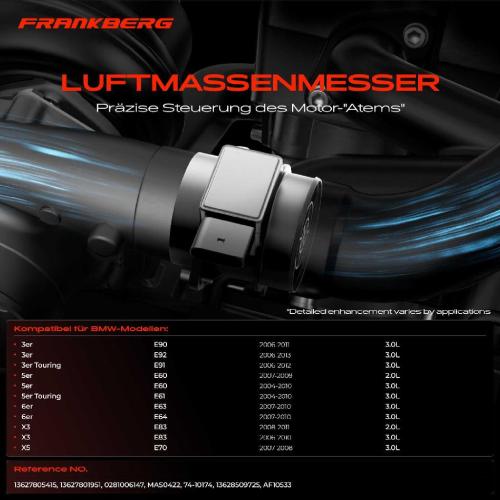 1x Luftmassenmesser für BMW 3er E90 E92 3er Touring E91 5er E60 5er Touring E61 6er E63 E64 X3 E83 X5 E70 Bild 1x Luftmassenmesser für BMW 3er E90 E92 3er Touring E91 5er E60 5er Touring E61 6er E63 E64 X3 E83 X5 E70