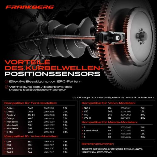 1x Kurbelwellensensor Impulsgeber für Ford C-Max Galaxy S-Max Mazda 3 Volvo C30 V50 Bild 1x Kurbelwellensensor Impulsgeber für Ford C-Max Galaxy S-Max Mazda 3 Volvo C30 V50