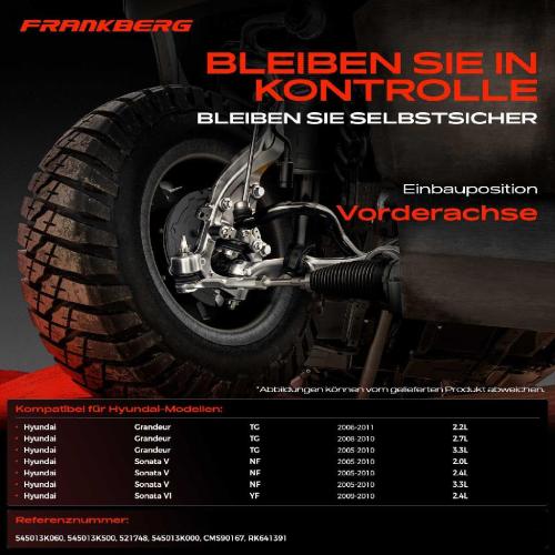 Frankberg 1x Querlenker Vorderachse für Hyundai Grandeur Sonata V VI 2.2L 2.7L 3.3L 2.0L 2.4L 2005-2011 Bild Frankberg 1x Querlenker Vorderachse für Hyundai Grandeur Sonata V VI 2.2L 2.7L 3.3L 2.0L 2.4L 2005-2011