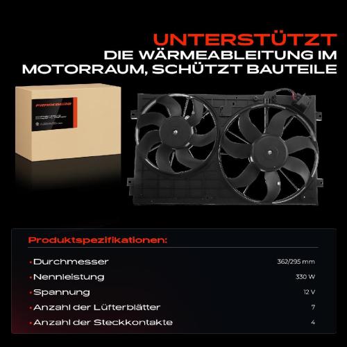 Frankberg 1x Motorkühller Doppellüfter mit Kühlerlüfterrahmen VW Caddy Golf Passat Audi Seat Skoda Bild Frankberg 1x Motorkühller Doppellüfter mit Kühlerlüfterrahmen VW Caddy Golf Passat Audi Seat Skoda
