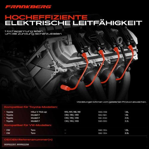 4x Zündleitungssatz Zündkabel für VW Taro Toyota Modell F CR2 Hilux V Pick-up Bild 4x Zündleitungssatz Zündkabel für VW Taro Toyota Modell F CR2 Hilux V Pick-up