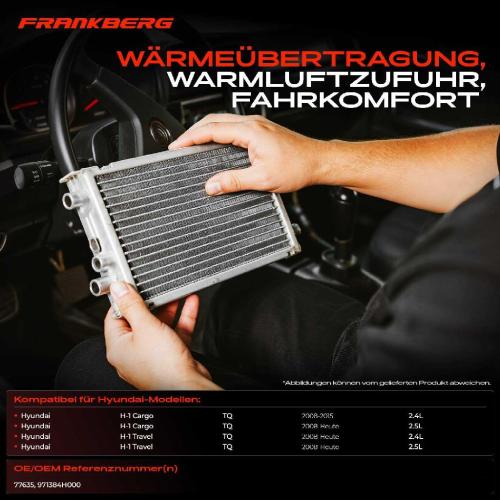 1x Wärmetauscher Innenraumheizung für Hyundai H-1 Cargo Travel TQ 2.4Li 2.5L Bild 1x Wärmetauscher Innenraumheizung für Hyundai H-1 Cargo Travel TQ 2.4Li 2.5L