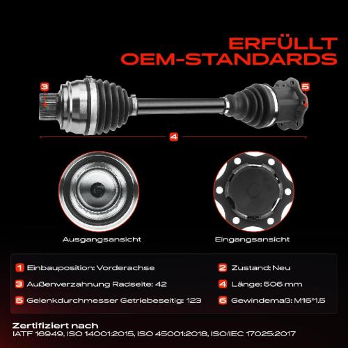 1x Antriebswelle Vorderachse für Audi Q7 4MB 4MG Q8 4MN Bj ab 2015 2.0L 3.0L Bild 1x Antriebswelle Vorderachse für Audi Q7 4MB 4MG Q8 4MN Bj ab 2015 2.0L 3.0L