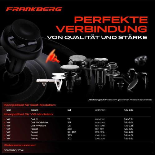 Frankberg 10x Befestigungsclips Türverkleidung für VW Golf 4 Bora Passat Seat Ibiza Skoda Bild Frankberg 10x Befestigungsclips Türverkleidung für VW Golf 4 Bora Passat Seat Ibiza Skoda