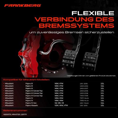 1x Bremsschlauch Bremsschläuche Hinterachse Links oder Rechts für Mitsubishi Pajero III V6W IV V8W Bild 1x Bremsschlauch Bremsschläuche Hinterachse Links oder Rechts für Mitsubishi Pajero III V6W IV V8W