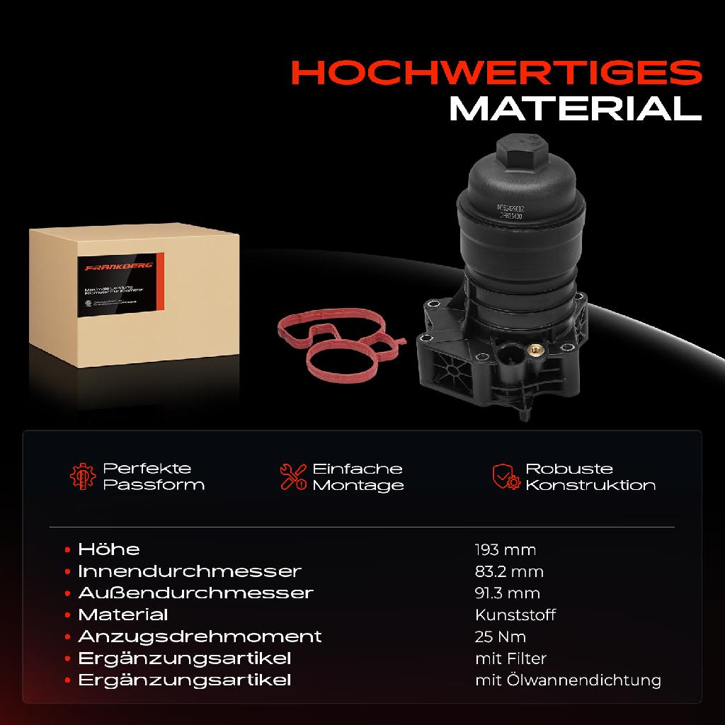 1x Ölfiltergehäuse für VW Touareg Audi A4 8W A5 F5 A6 4A A8 4N Q7 Q8 4M