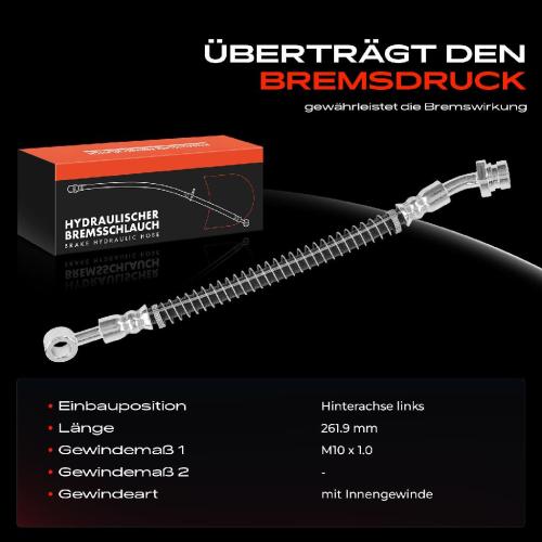 1x Bremsschlauch Bremsschläuche Hinterachse Links für KIA Sorento I JC 2.5L Bild 1x Bremsschlauch Bremsschläuche Hinterachse Links für KIA Sorento I JC 2.5L