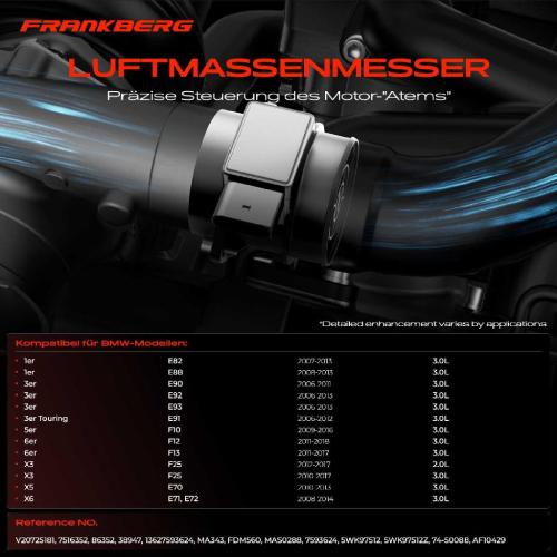 1x Luftmassenmesser für BMW E82 E88 E90 E92 E93 E91 F10 F07 F11 F06 F12 F13 F01 F02 F03 F04 F25 E70 E71 E72 Bild 1x Luftmassenmesser für BMW E82 E88 E90 E92 E93 E91 F10 F07 F11 F06 F12 F13 F01 F02 F03 F04 F25 E70 E71 E72