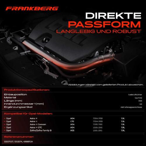 1x Kühlerschlauch Turboschlauch für Opel Astra H Caravan GTC Kasten/Kombi Zafira/Zafira Family B Bild 1x Kühlerschlauch Turboschlauch für Opel Astra H Caravan GTC Kasten/Kombi Zafira/Zafira Family B