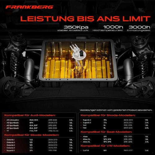 Frankberg 1x Kraftstoffpumpe für VW Golf VI Variant VII Audi A3 Limousine Sportback TT Seat Altea XL Skoda Bild Frankberg 1x Kraftstoffpumpe für VW Golf VI Variant VII Audi A3 Limousine Sportback TT Seat Altea XL Skoda