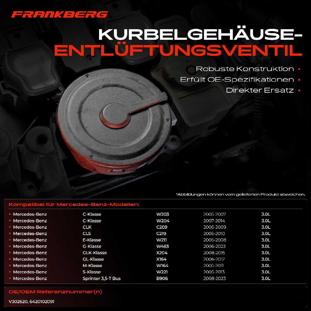 1x Ventil Kurbelgehäusentlüftung für Mercedes-Benz W203 W204 W211 S211 3.0L