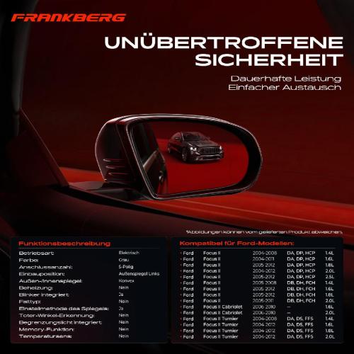 Frankberg 1x Au enspiegel Links f r Ford Focus II DA DP HCP DB DH FCH DA DS FFS 2004-2012 Bild Frankberg 1x Au enspiegel Links f r Ford Focus II DA DP HCP DB DH FCH DA DS FFS 2004-2012
