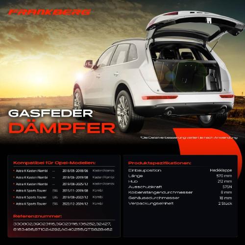 2x Gasfeder Dämpfer Heckklappe Opel Astra K Kasten/Kombi Bj ab 2018 Bild 2x Gasfeder Dämpfer Heckklappe Opel Astra K Kasten/Kombi Bj ab 2018