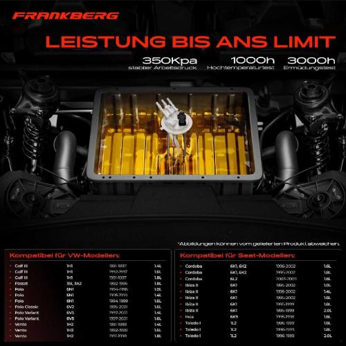 Frankberg 1x Kraftstoffpumpe für VW Caddy Kasten/MPV Golf III Cabriolet Variant Passat Polo Classic Vento Seat Bild Frankberg 1x Kraftstoffpumpe für VW Caddy Kasten/MPV Golf III Cabriolet Variant Passat Polo Classic Vento Seat