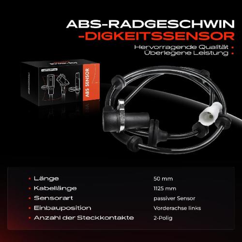 1x ABS Sensor Vorderachse beidseitig für Rover 600 RH 2.0L 1994-1998 Bild 1x ABS Sensor Vorderachse beidseitig für Rover 600 RH 2.0L 1994-1998