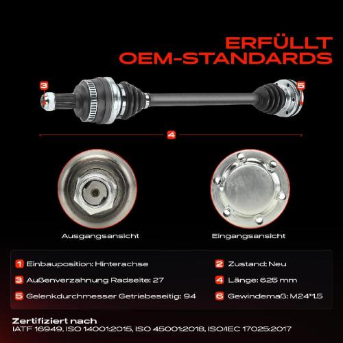 1x Antriebswelle Hinterachse Links oder Rechts für BMW 3er E36 E46 Z4 E85 1990-2007 Bild 1x Antriebswelle Hinterachse Links oder Rechts für BMW 3er E36 E46 Z4 E85 1990-2007