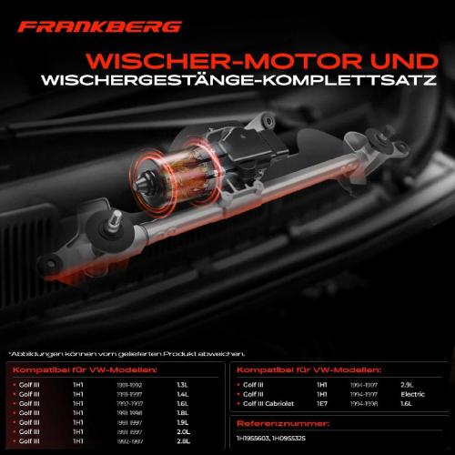 Frankberg 1x Wischerarm Scheibenwischer Vorne für VW Golf III Cabriolet Variant Vento Bild Frankberg 1x Wischerarm Scheibenwischer Vorne für VW Golf III Cabriolet Variant Vento
