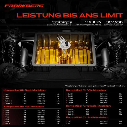 Frankberg 1x Kraftstoffpumpe für VW Bora Variant Golf IV New Beetle Cabriolet Audi A3 Seat Leon Toledo II Skoda Bild Frankberg 1x Kraftstoffpumpe für VW Bora Variant Golf IV New Beetle Cabriolet Audi A3 Seat Leon Toledo II Skoda