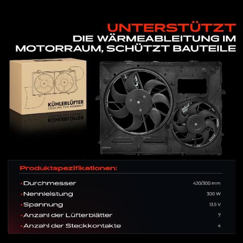 Frankberg 1x Motorkühller Doppellüfter mit Kühlerlüfterrahmen VW Touareg 7L6 7L7 Audi Q7 Van 4LB Bild Frankberg 1x Motorkühller Doppellüfter mit Kühlerlüfterrahmen VW Touareg 7L6 7L7 Audi Q7 Van 4LB