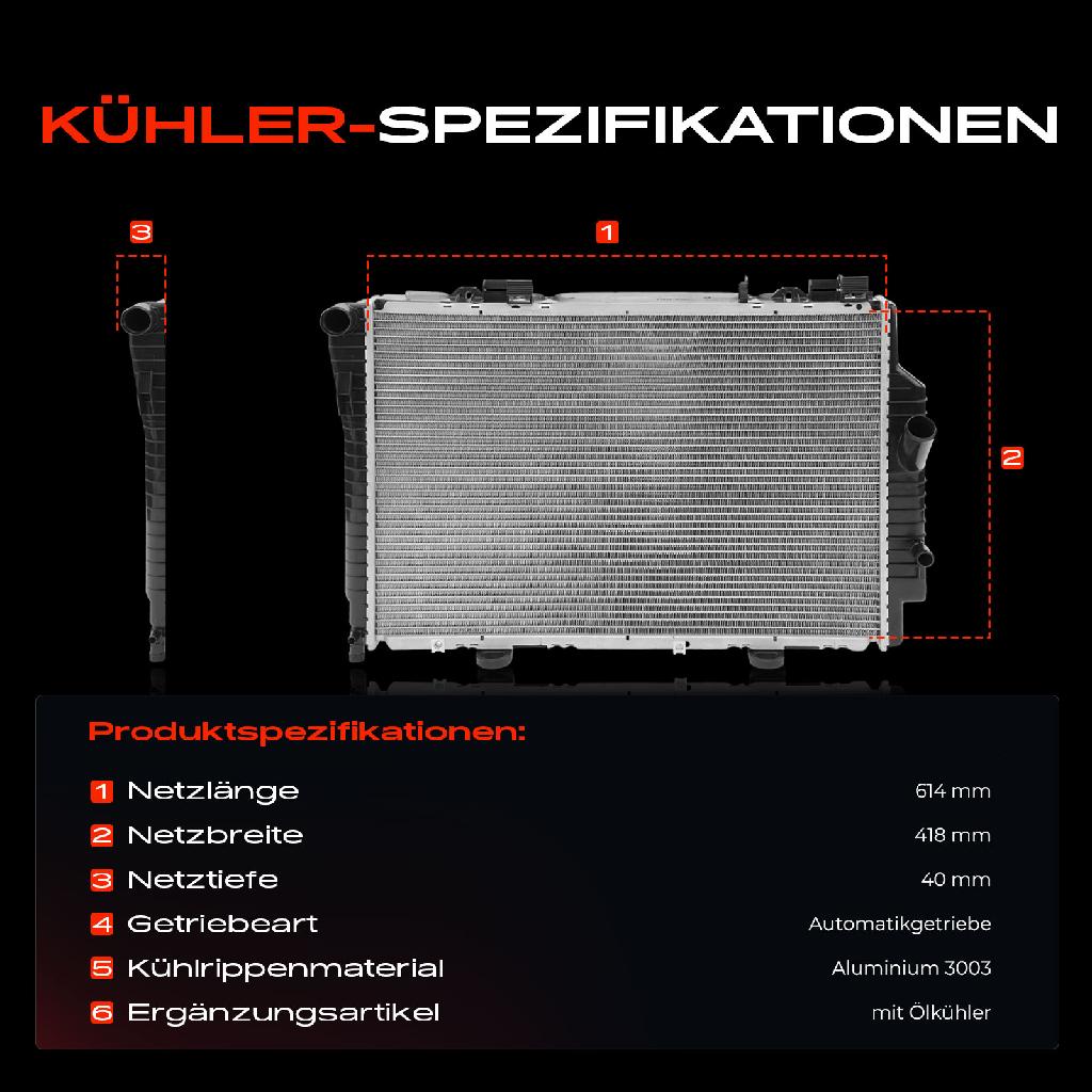 1x Kühler Wasserkühler Motorkühler für Mercedes-Benz C-Klasse T-Model S202 CLK Cabriolet C208 A208