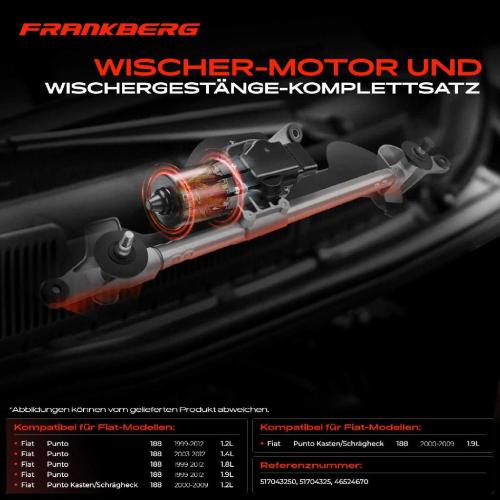 Frankberg 1x Wischerarm Scheibenwischer Vorne für Fiat Punto Kasten/Schrägheck 188 Bild Frankberg 1x Wischerarm Scheibenwischer Vorne für Fiat Punto Kasten/Schrägheck 188