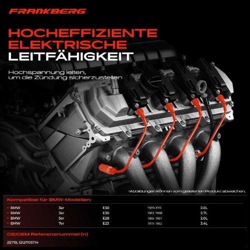 7x Zündleitungssatz Zündkabel für BMW 3er E30 320i 325e 5er E28 520i 7er E23 Bild 7x Zündleitungssatz Zündkabel für BMW 3er E30 320i 325e 5er E28 520i 7er E23