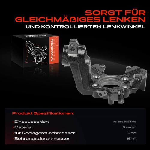 Frankberg 1x Achsschenkel Radaufhängung Vorderachse Links für VW Golf 5 6 Caddy III Audi A3 8P Seat Altea Skoda Bild Frankberg 1x Achsschenkel Radaufhängung Vorderachse Links für VW Golf 5 6 Caddy III Audi A3 8P Seat Altea Skoda