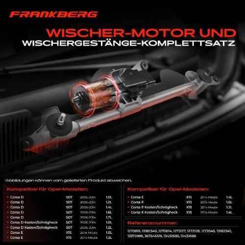 Frankberg 1x Wischerarm Scheibenwischer Vorne für Opel Corsa D E Kasten/Schrägheck 1.4L Bild Frankberg 1x Wischerarm Scheibenwischer Vorne für Opel Corsa D E Kasten/Schrägheck 1.4L