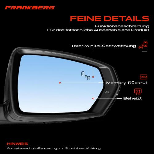 Frankberg 1x Außenspiegel Rechts für VW Polo AE1 AW1 BZ1 1.0L 1.5L 1.6L 2.0L Bj ab 2017 Bild Frankberg 1x Außenspiegel Rechts für VW Polo AE1 AW1 BZ1 1.0L 1.5L 1.6L 2.0L Bj ab 2017