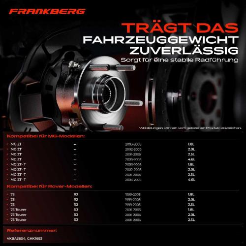 1x Radnabe Radlagersatz Hinterachse beidseitig für MG ZT ZT- T Rover 75 Tourer 1.8L 2.0L 2.5L 4.6L 1999-2005 Bild 1x Radnabe Radlagersatz Hinterachse beidseitig für MG ZT ZT- T Rover 75 Tourer 1.8L 2.0L 2.5L 4.6L 1999-2005