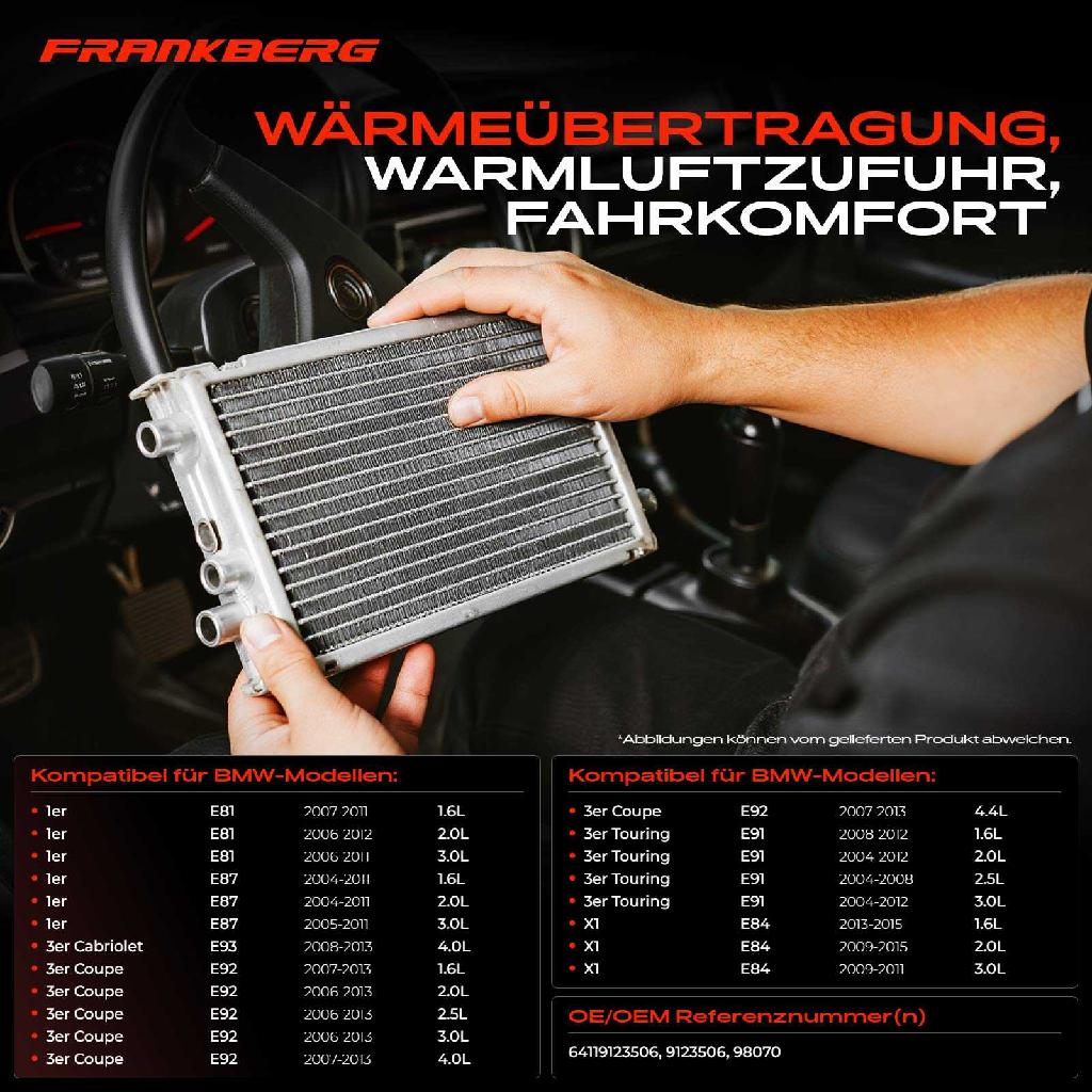 1x Wärmetauscher Innenraumheizung für BMW 1er E81 E87 E88 3er E90 E91 E92 E93 X1